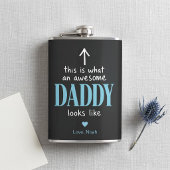 Geweldige Daddy Typografie Zwarte en Blauwe Fles Heupfles