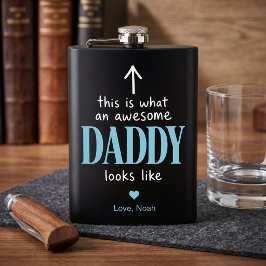 Geweldige Daddy Typografie Zwarte en Blauwe Fles Heupfles