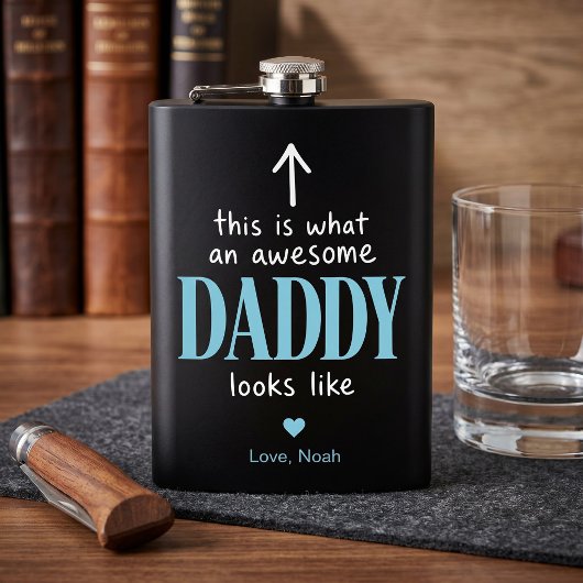 Geweldige Daddy Typografie Zwarte en Blauwe Fles Heupfles
