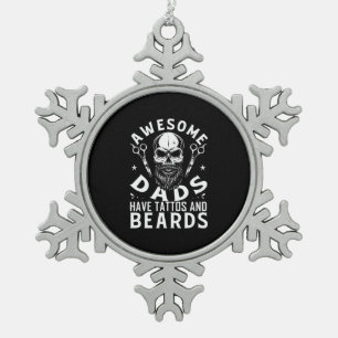 Geweldige Dads hebben tatoeages en looppaden Tin Sneeuwvlok Ornament