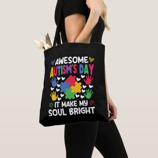 Geweldige dag van autisme het maakt mijn ziel held tote bag (Dichtbij)