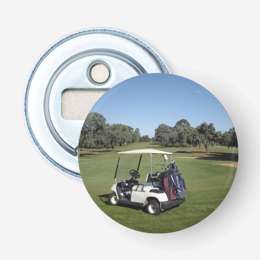 Geweldige dag voor Golf, Magnetic Bottle Opener. Button Flesopener (Voorkant)