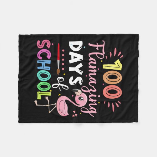 Geweldige dagen van school Schattigee flamingo stu Fleece Deken (Voorkant (Horizontaal))