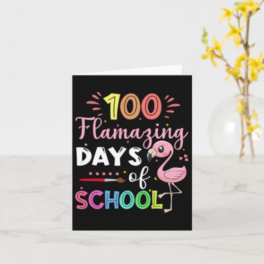 Geweldige dagen van school Schattigee flamingo stu Kaart (Gele Bloem)