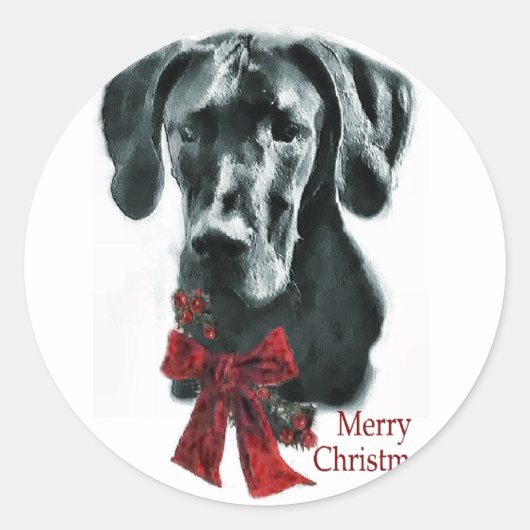 Geweldige Dane Black-kerstcadeautjes Ronde Sticker (Voorkant)