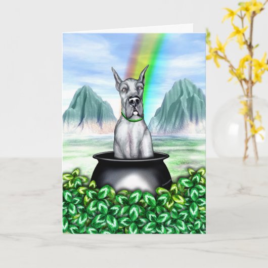 Geweldige Dane Blue Pot O Gold Kaart (Gele Bloem)