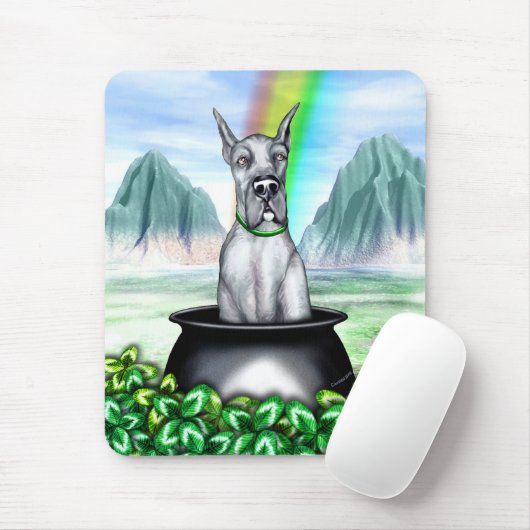Geweldige Dane Blue Pot O Gold Muismat (Met muis)