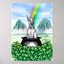 Geweldige Dane Blue Pot O Gold Poster