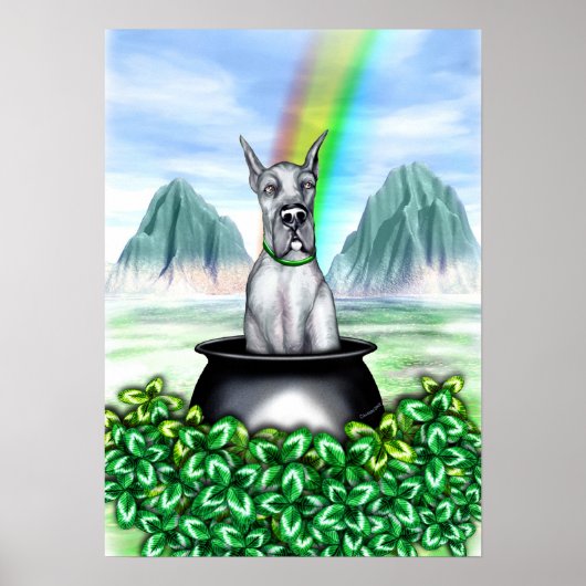 Geweldige Dane Blue Pot O Gold Poster (Voorkant)