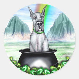 Geweldige Dane Blue Pot O Gold Ronde Sticker