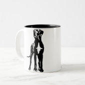 Geweldige Dane Buddys Tweekleurige Koffiemok (Voorkant links)