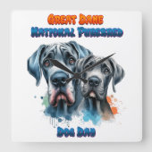 Geweldige Dane Day voor National Purebred Dog! Vierkante Klok (Voorkant)