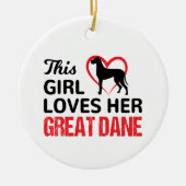 Geweldige dane, dit meisje houdt van haar geweldig keramisch ornament (Voorkant)