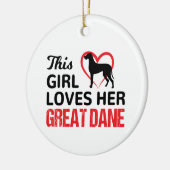 Geweldige dane, dit meisje houdt van haar geweldig keramisch ornament (Links)