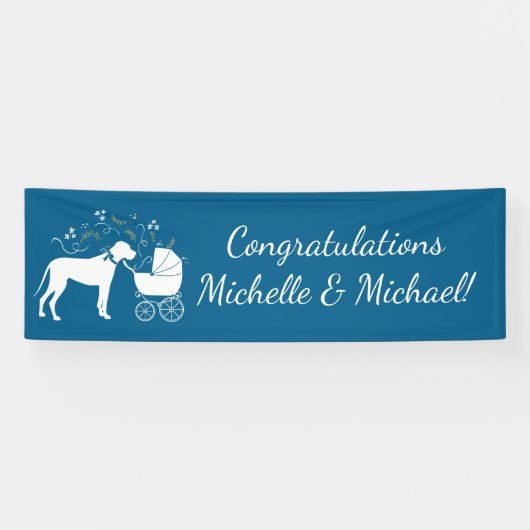 Geweldige Dane Dog Baby shower Puppy Blue Boy Spandoek (Horizontaal)