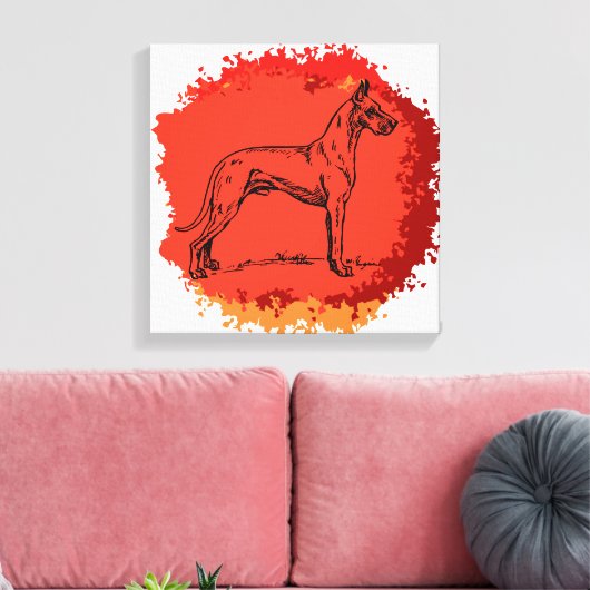 Geweldige Dane Dog Canvas Afdruk (Insitu (Woonkamer))