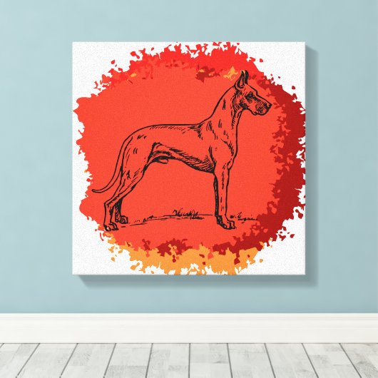 Geweldige Dane Dog Canvas Afdruk (Insitu (Houten vloer))