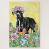 Geweldige Dane Dog Flowers Legpuzzel (Verticaal)