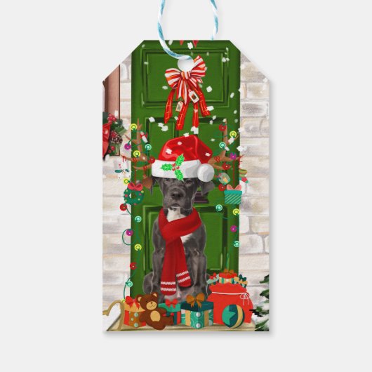 Geweldige Dane Dog-kerst Cadeaulabel (Achterkant)