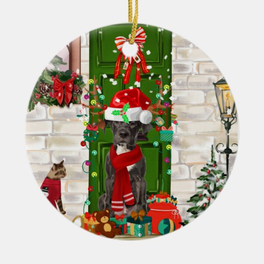 Geweldige Dane Dog-kerst Keramisch Ornament (Voorkant)