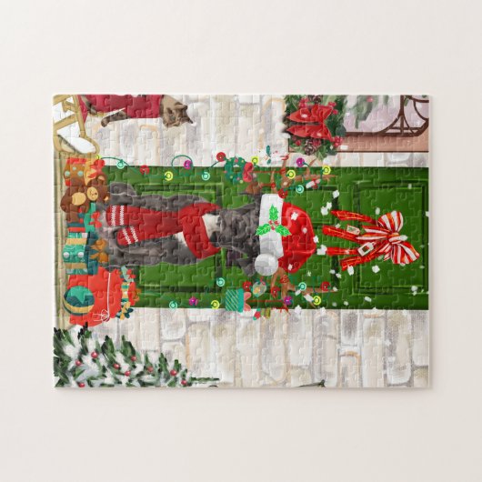 Geweldige Dane Dog-kerst Legpuzzel (Horizontaal)