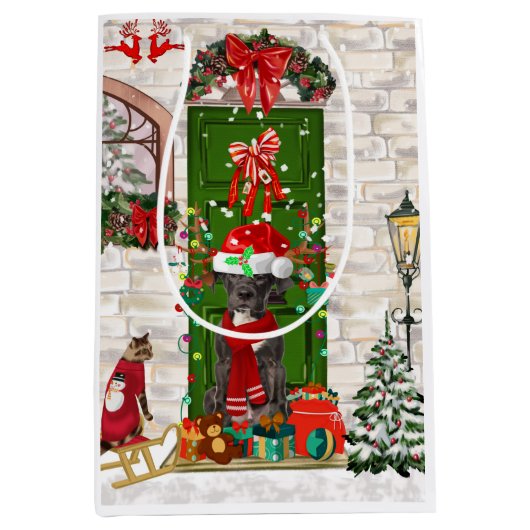 Geweldige Dane Dog-kerst Medium Cadeauzakje (Voorkant)