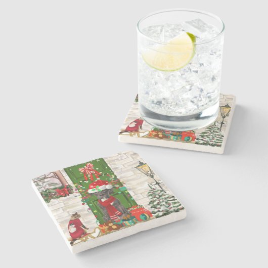 Geweldige Dane Dog-kerst Stenen Onderzetter (Zijkant)