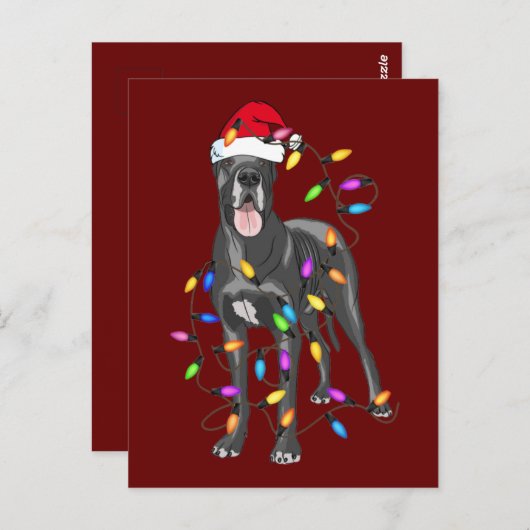 Geweldige Dane Dog Light Decor Kerstmis Hondenlief Briefkaart (Voorkant / Achterkant)
