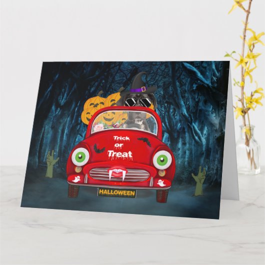 Geweldige Dane Dog-rijdende auto's met een ongeken Kaart (Gele Bloem)