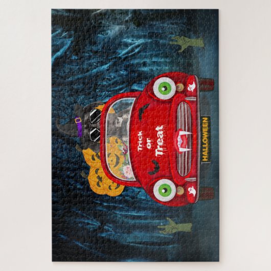 Geweldige Dane Dog-rijdende auto's met een ongeken Legpuzzel (Verticaal)