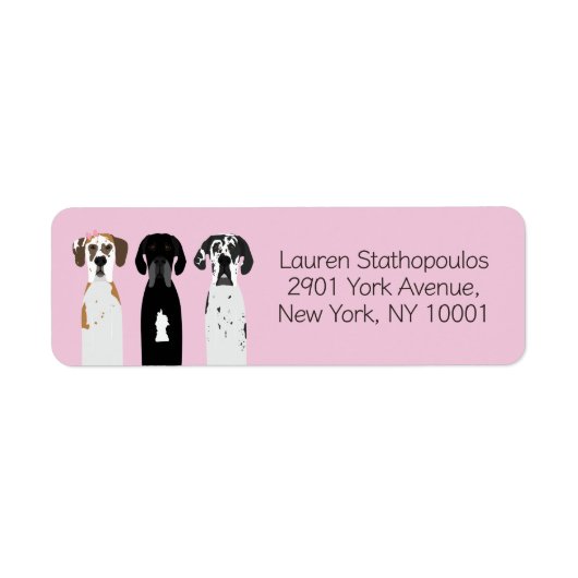 Geweldige Dane Dogs Etiket (Voorkant)