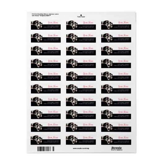 Geweldige Dane Etiket (Full Sheet)