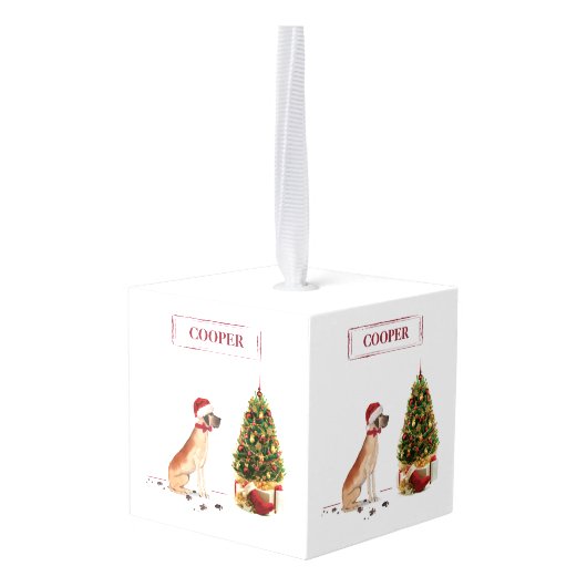 Geweldige Dane Funny-kersthond met boom Decoratie (Achter hoekig)