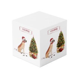 Geweldige Dane Funny-kersthond met boom Kubus