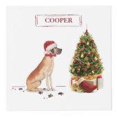 Geweldige Dane Funny-kersthond met boom Kubus (Voorkant)