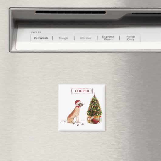 Geweldige Dane Funny-kersthond met boom Magneet (Insitu (Vaatwasser))