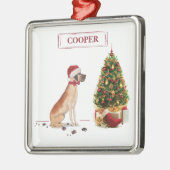 Geweldige Dane Funny-kersthond met boom Metalen Ornament (Links)