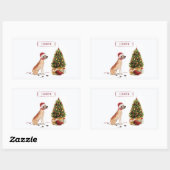 Geweldige Dane Funny-kersthond met boom Rechthoekige Sticker (Vel)