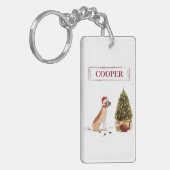 Geweldige Dane Funny-kersthond met boom Sleutelhanger (Voorkant Links)