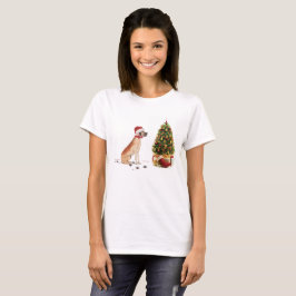 Geweldige Dane Funny-kersthond met boom T-shirt