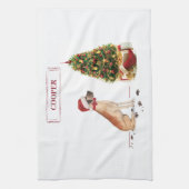 Geweldige Dane Funny-kersthond met boom Theedoek (Verticaal)