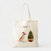 Geweldige Dane Funny-kersthond met boom Tote Bag (Voorkant)
