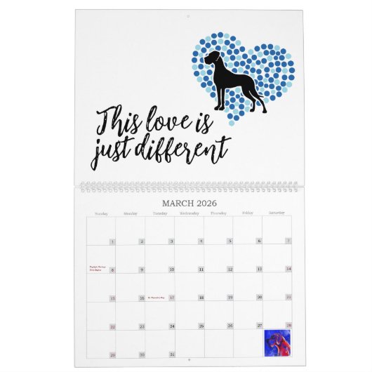 Geweldige Dane Graphics Calendar Kalender (Mar 2026)