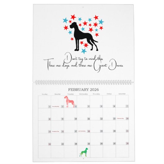 Geweldige Dane Graphics Calendar Kalender (Feb 2026)