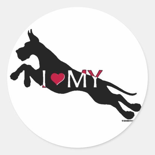 Geweldige Dane Jumper Ik hou van mijn Ronde Sticker (Voorkant)
