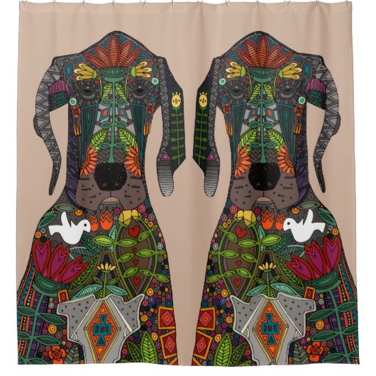 Geweldige Dane-liefdesbeige Douchegordijn (Voorkant)