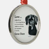 Geweldige Dane Love Metalen Ornament (Rechts)