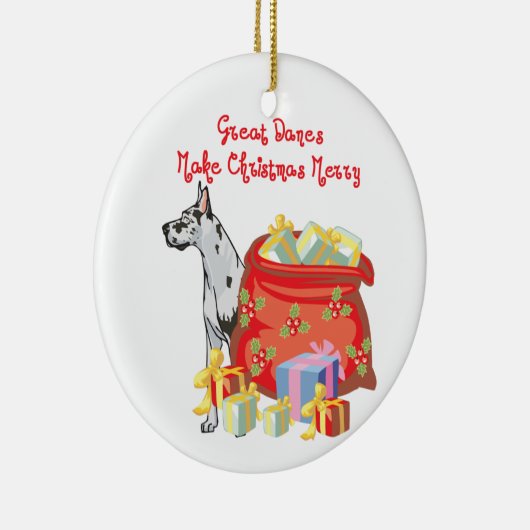 Geweldige Dane Merry-kerst Keramisch Ornament (Rechts)