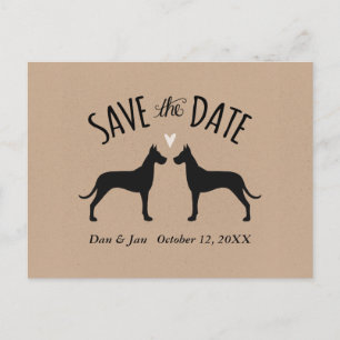 Geweldige Dane Silhouettes Wedding Save the Date Aankondigingskaart