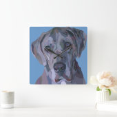 Geweldige Dane Silver Merle Clock Vierkante Klok (Huis)